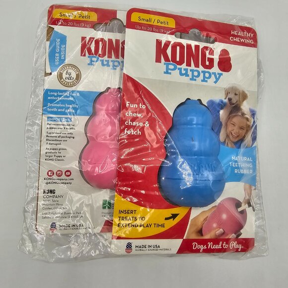 New in Packaging Set of 2 Kong (One Pink & One Blue) Classic Puppy - Size Small - Picture 2 of 3